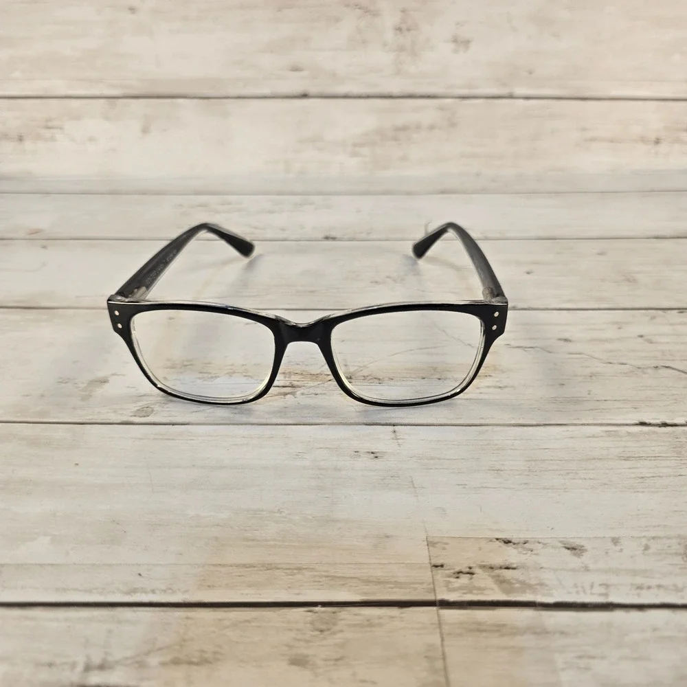 Foster Grant Tristan BLK Rectangular Eyeglasses Black Crystal Clear TG1022 52-18